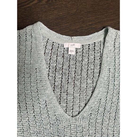 J. Jill Lightweight Sweater Tunic Pastel Light Blue Open Knit~ L - Picture 3 of 4